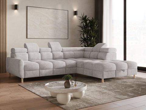Ecksofa Bun – Hellgrau – Ottomane rechts