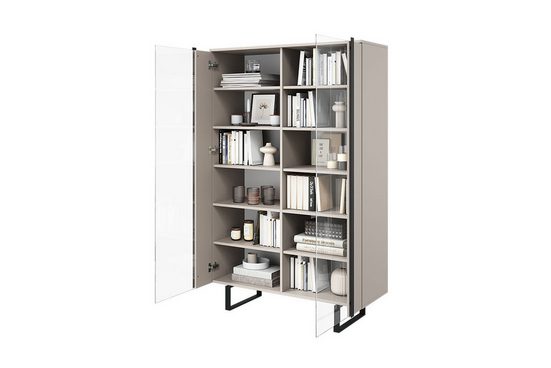 Glasvitrine 120 cm  - VERICA- Zehn Regale für viel Stauraum.