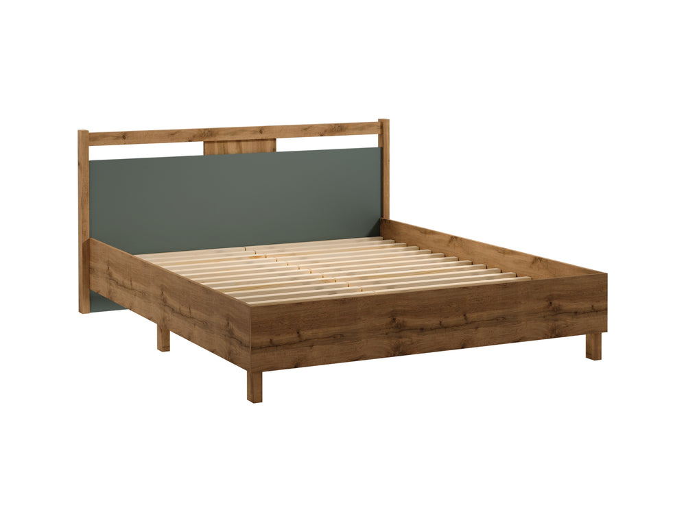 Velario Stilvolles Doppelbett 160x200 cm in Wotan Eiche – Modernes Schlafzimmerbett mit Lattenrost