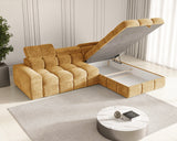 Ecksofa Bianco – Goldgelb – Ottomane rechts