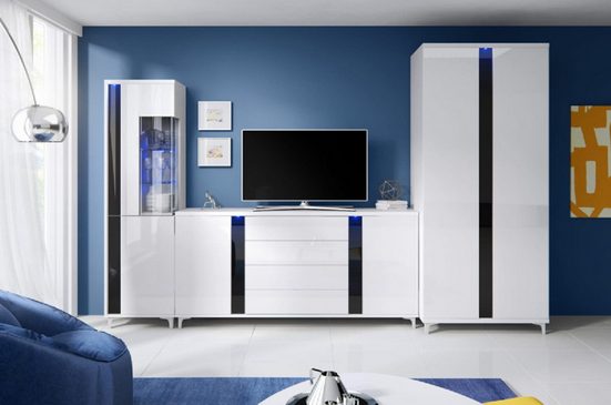 Wohnwand - Platz sparen mit integrierter Stauwand, (Komplett Set, 3-St., Premium - NICEA 6) - ROYAL24_MARKT