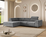 Ecksofa Ostin – Elefantengrau – Ottomane links