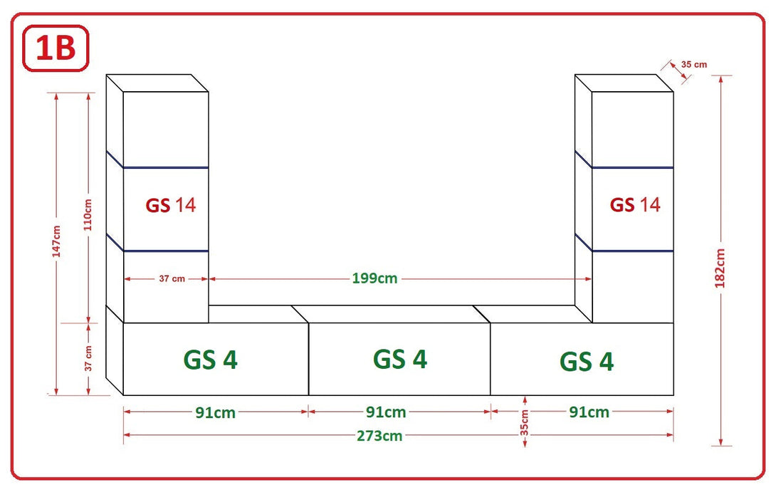 Wohnwand - Premium-Design - Moderne Wohnwand - Premium-Qualität - Moderne Eleganz - Stimmungsvolle Beleuchtung