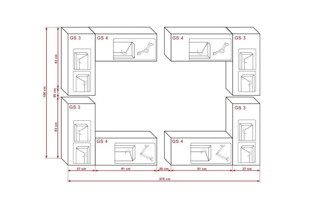 Exklusive Wohnwand: Modernes Design, Erstklassige Qualität (Komplett Set, LUXUS Serie)