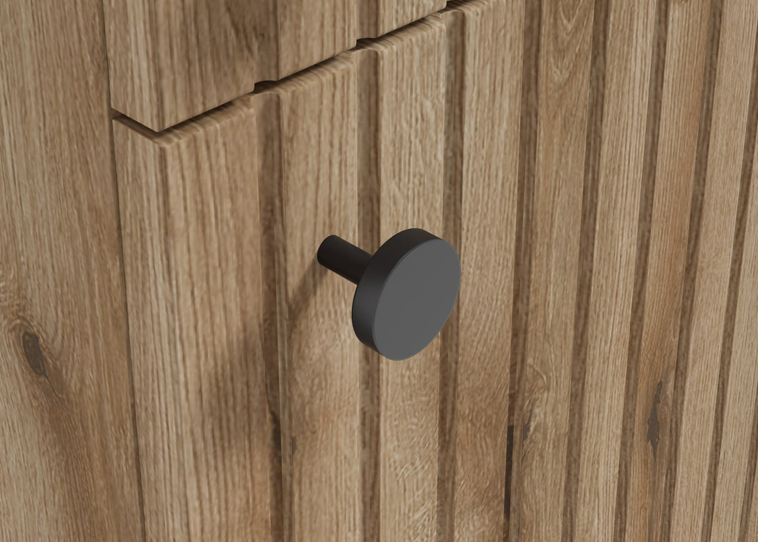 Hochschrank - für Badezimmer - Rietti C35 - Weiß Hochglanz - Eiche