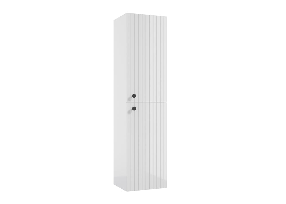 Hochschrank - für Badezimmer - Rietti C35 - Weiß Hochglanz - Eiche
