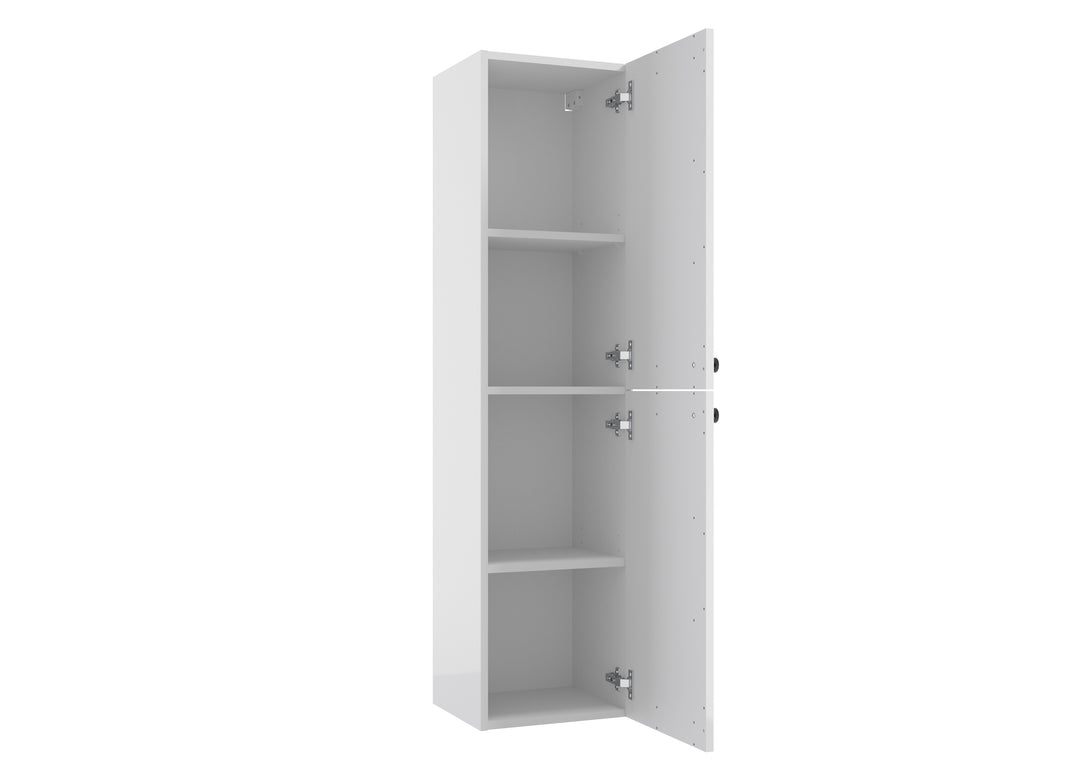 Hochschrank - für Badezimmer - Rietti C35 - Weiß Hochglanz - Eiche