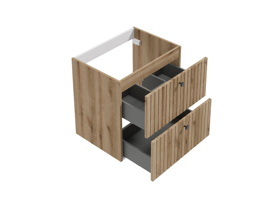 Waschbeckenunterschrank - RIETTI D60 - Weiß Hochglanz - Eiche