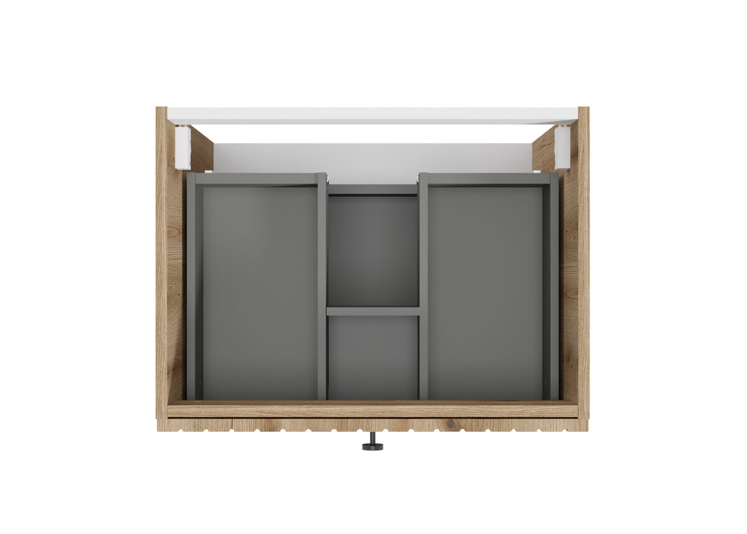 Waschbeckenunterschrank - RIETTI D60 - Weiß Hochglanz - Eiche