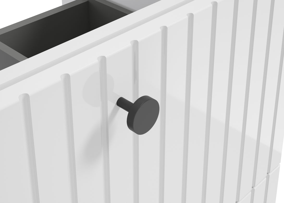 Waschbeckenunterschrank - RIETTI D60 - Weiß Hochglanz - Eiche