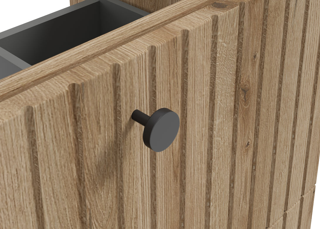 Waschbeckenunterschrank - RIETTI D80 - Weiß Hochglanz - Eiche