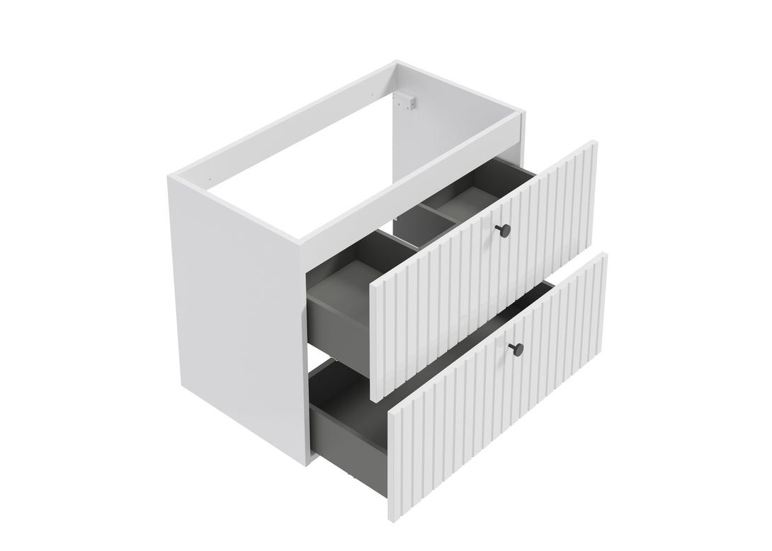 Waschbeckenunterschrank - RIETTI D80 - Weiß Hochglanz - Eiche