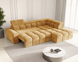 Ecksofa Bianco – Goldgelb – Ottomane rechts