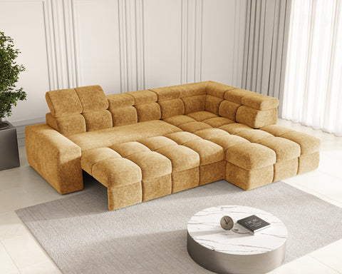 Ecksofa Bianco – Goldgelb – Ottomane rechts