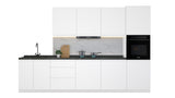 Velmora Küchenzeile KÜ09 – 320 cm – Weiß Hochglanz – Küchenblock für moderne Wohnräume