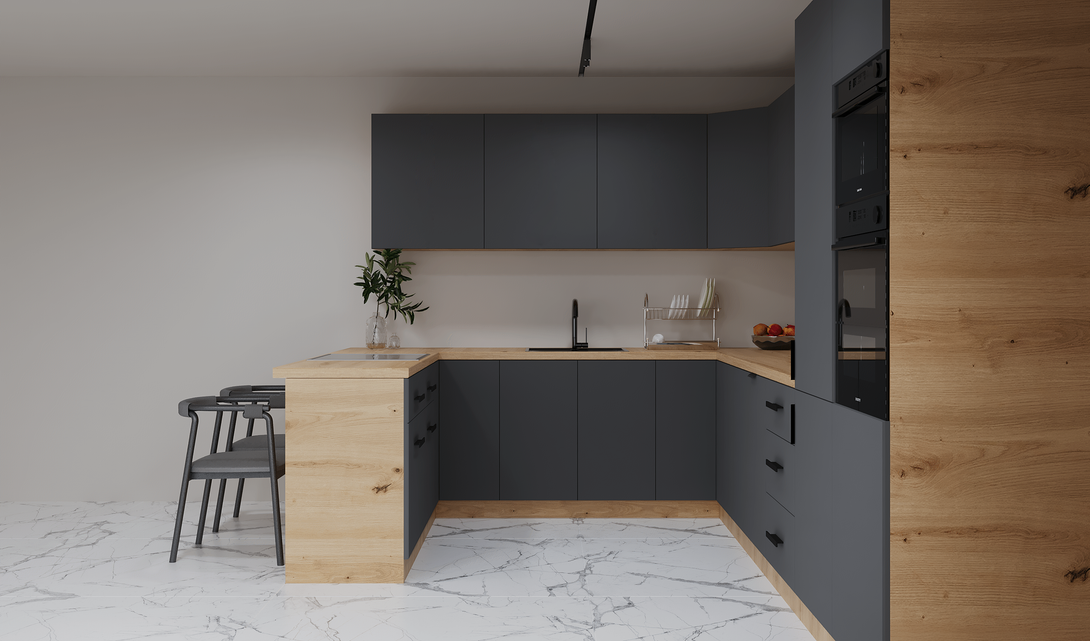 Küchenzeile - K106-G860 - Langen Grau - Design für höchste Ansprüche - ROYAL24_MARKT