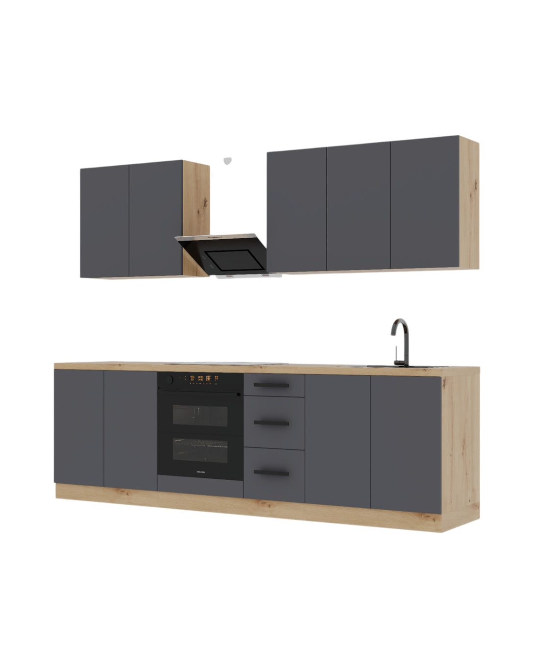 Küchenzeile K97-G260 - Langen Grau - Smart geplant für maximalen Nutzen - ROYAL24_MARKT