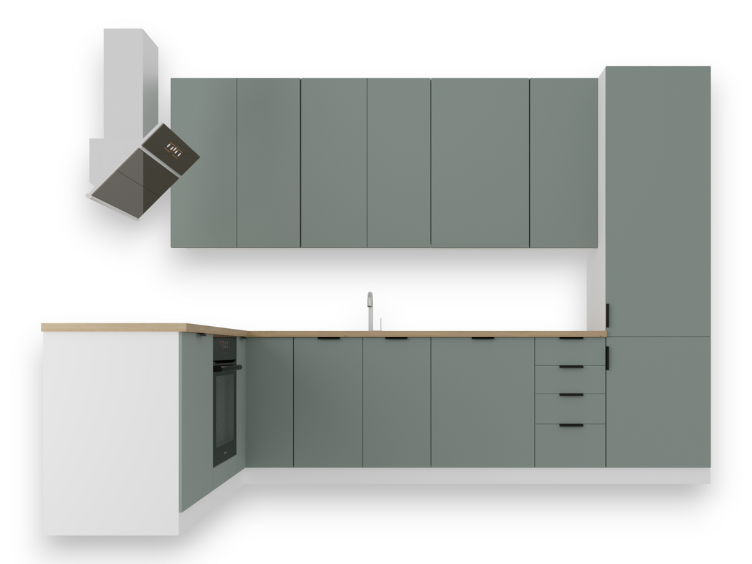 Winkelküche - Sorento -K52-G330 - Weiß Grün - ROYAL24_MARKT