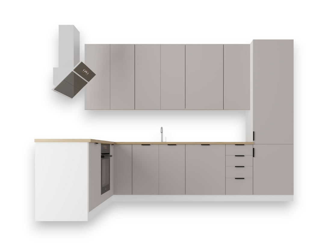 Winkelküche - Sorento Weiß Beige - K51-G330 - ROYAL24_MARKT