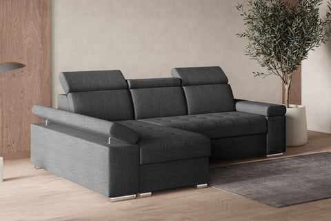 Ecksofa Toronto – Dunkelgrau – Ottomane links