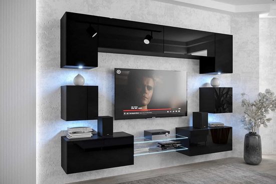 Wohnwand - Smart gestaltete Wohnwand, (Komplett Set, 10-St., Premium - ANX1)