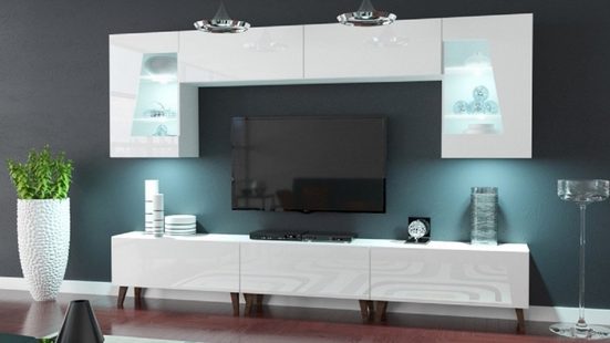 Cors S55 Wandschrank (mattweißer Korpus / glänzend weiße Front)