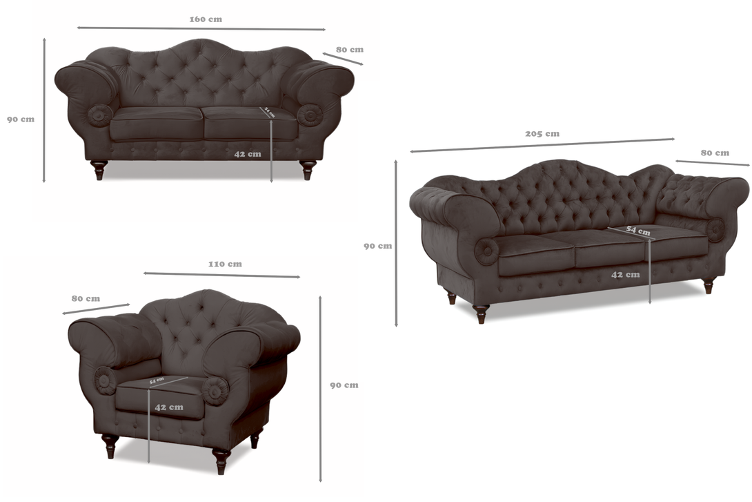 Polstergarnitur Chesterfield Gloria 3 - 2 - 1 - Premium Set - Handgemacht - Premium Materialien - Garantierte Qualität
