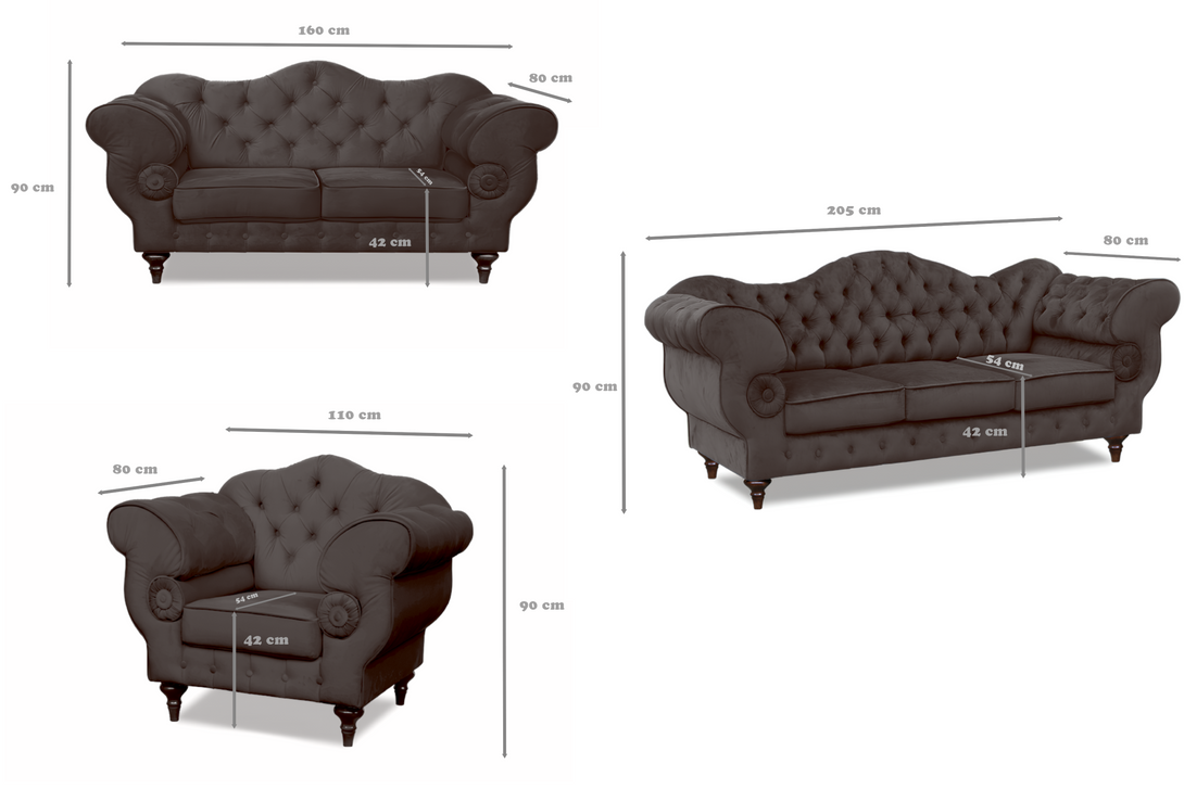 Polstergarnitur Chesterfield Gloria 3 - 2 - 1 - Premium Set - Handgemacht - Premium Materialien - Garantierte Qualität