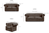 Chesterfield-Sofa Luxura - Echtleder Premium - Handgefertigt - Garantierte Qualität -, Premium Set 3 - 2 - 1,- 3 Teile - ROYAL24_MARKT