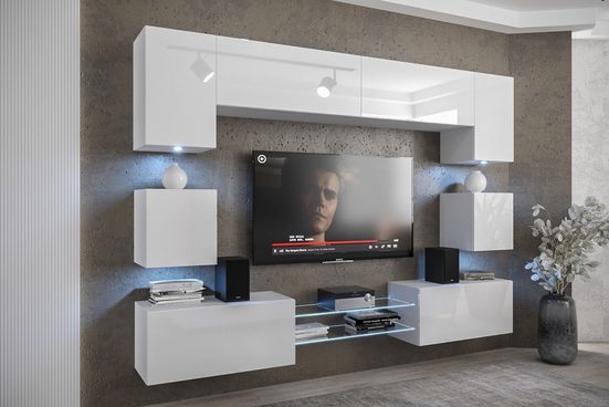 Wohnwand - Smart gestaltete Wohnwand, (Komplett Set, 10-St., Premium - ANX1)