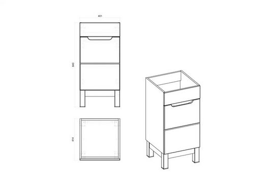 Waschbeckenschrank - Badschrank - Bali White - Modernes und stilvolles Design.
