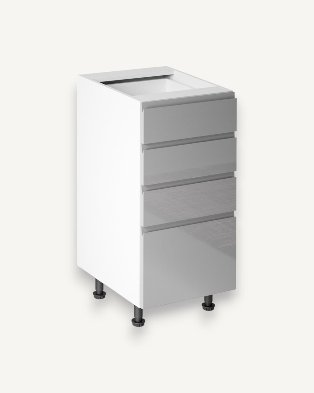 Unterschrank 40 cm - Velmora D40S4 Grau/Hochglanz