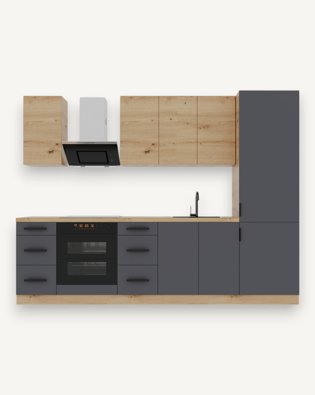 Küchenzeile K98-G280 - Langen Grau-Artisan - Raumeffizienz mit Charakter - ROYAL24_MARKT