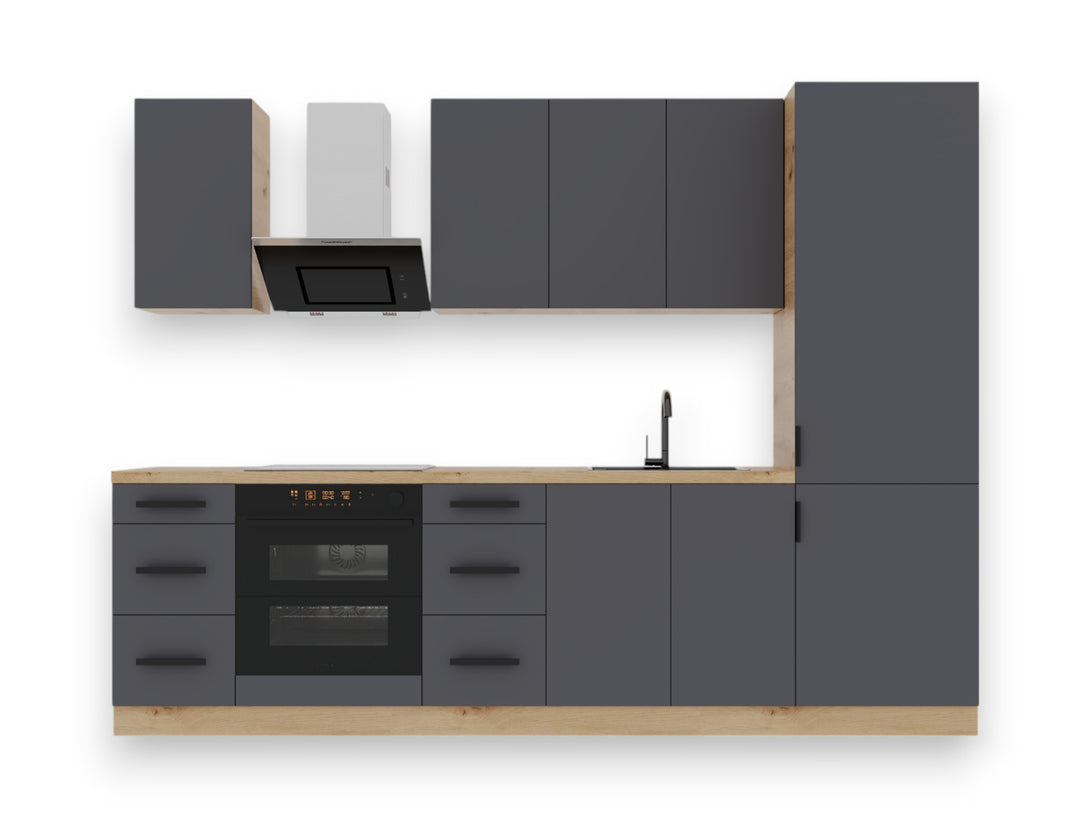 Küchenzeile K98-G280 - Langen Grau - Raumeffizienz mit Charakter - ROYAL24_MARKT