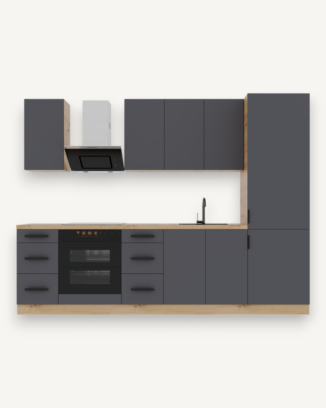 Küchenzeile K98-G280 - Langen Grau - Raumeffizienz mit Charakter - ROYAL24_MARKT