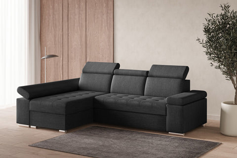 Ecksofa Toronto – Dunkelgrau – Ottomane links