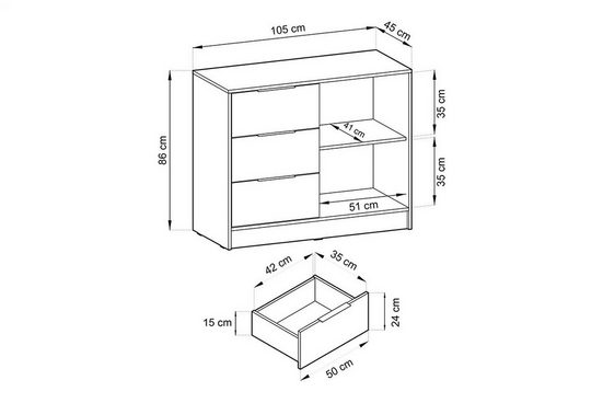 Kommode - Neria - Zuverlässige Kommode für tägliche Nutzung.