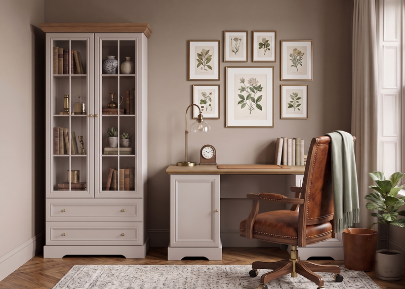 Castello Arbeitszimmer-Set 2-teilig – Stilvolle Einrichtung im klassischen Landhausstil in Kaschmir / Mavelie Eiche