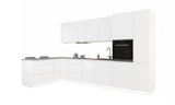 Velmora Winkelküche KÜ-AS-017 – 355 × 170 cm – Weiß – Moderne Küche mit viel Stauraum