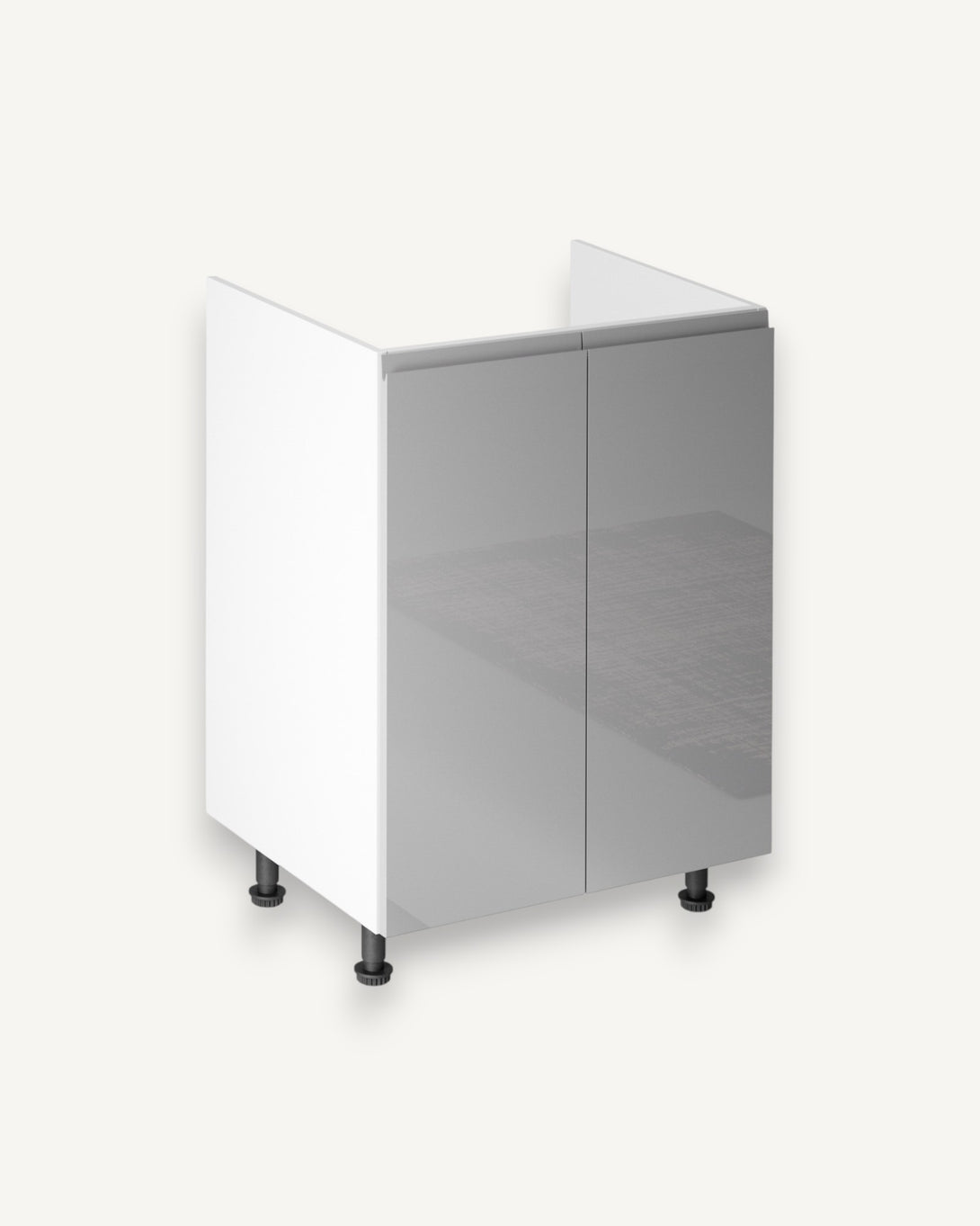 Spülenschrank 60 cm - Aspen D60Z Grau / Hochglanz - ROYAL24_MARKT