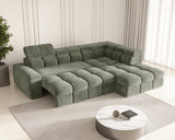 Ecksofa Bianco – Wintermoos – Ottomane rechts