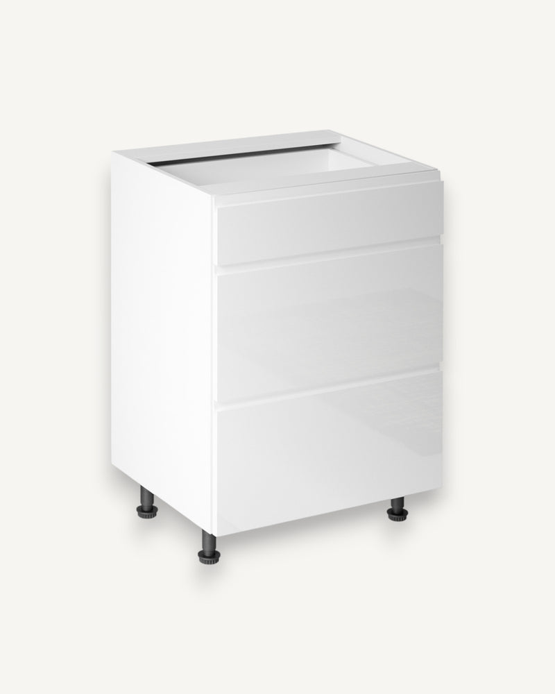 Unterschrank 60 cm – Velmora D60S3 Weiß/Hochglanz