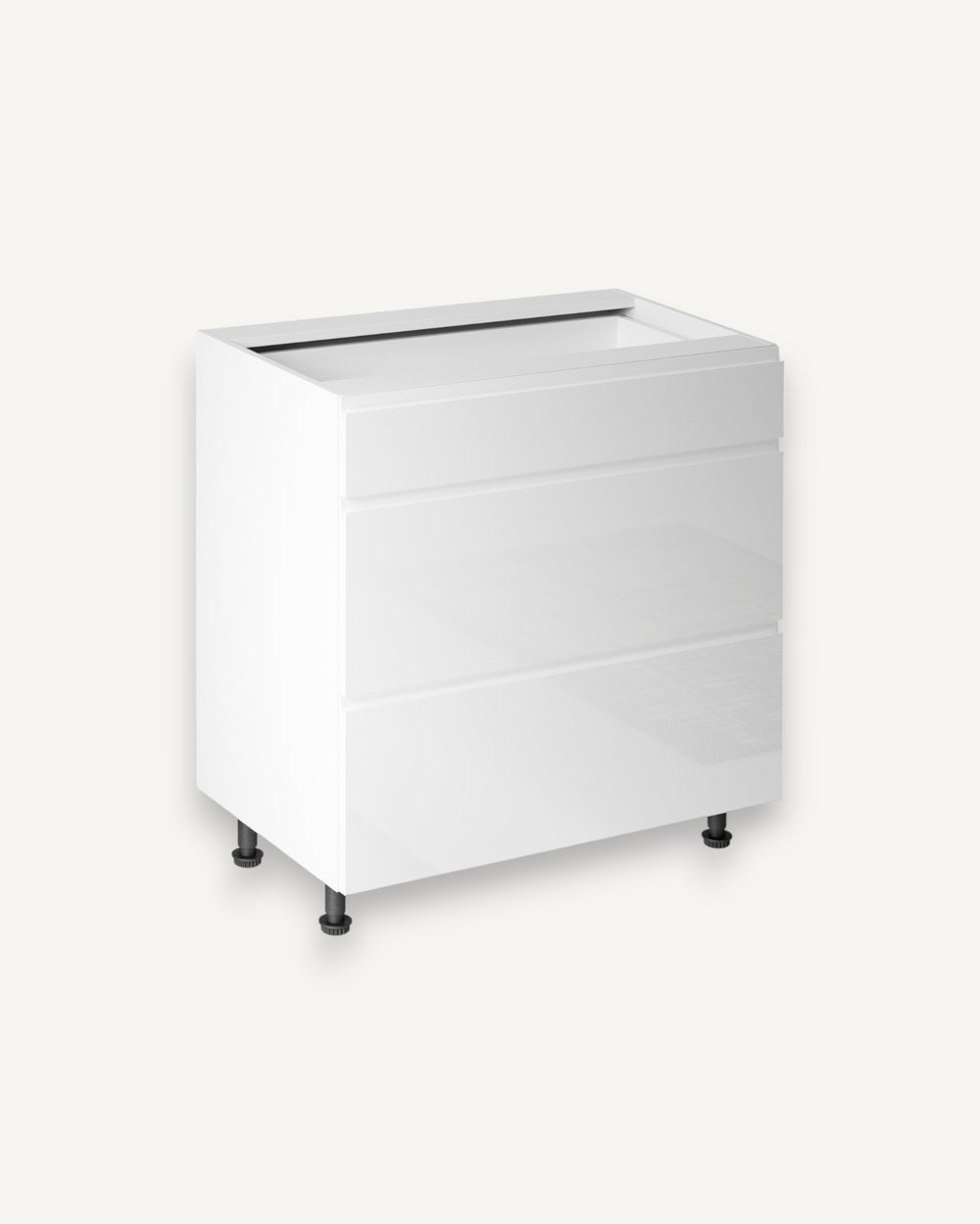 Unterschrank 80 cm – Velmora D80S3 – Weiß / Hochglanz