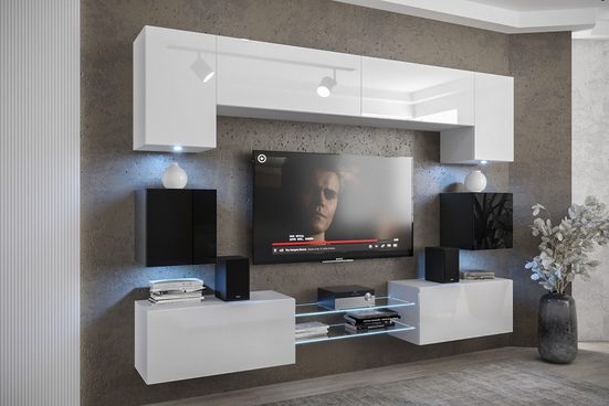 Wohnwand - Smart gestaltete Wohnwand, (Komplett Set, 10-St., Premium - ANX1)