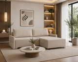 Ecksofa Loco – Creme – Ottomane rechts
