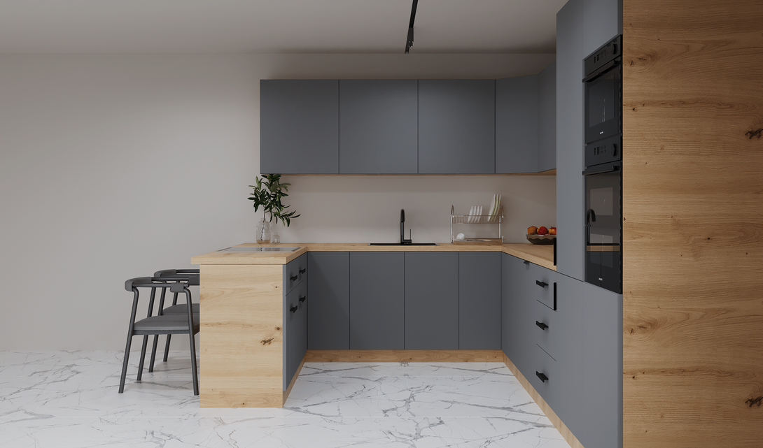 Küchenzeile - K106-G860 - Langen Beige - Design für höchste Ansprüche - ROYAL24_MARKT