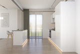 Velmora Inselküche KÜ11 – 340 cm – Weiß Hochglanz – Moderne Einbauküche mit Kochinsel