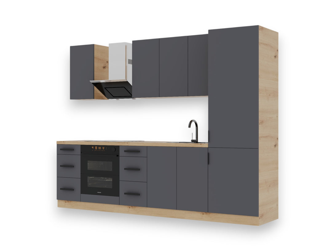 Küchenzeile K98-G280 - Langen Grau - Raumeffizienz mit Charakter - ROYAL24_MARKT