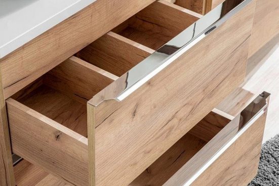 Waschbeckenschrank - Capri Oak - Intelligente Lösungen für stilvolle Badezimmerorganisation.