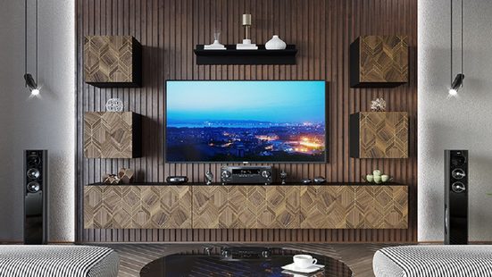 Wohnwand - Eine perfekte Balance zwischen Schönheit und Zweckmäßigkeit, (Komplett Set, 8-St., Premium - Dingo C103)